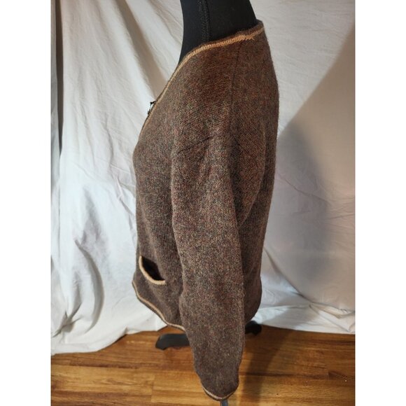Best Authentic Brown Full Zip Womans Cardigan Sweater Size M - Picture 4 of 6